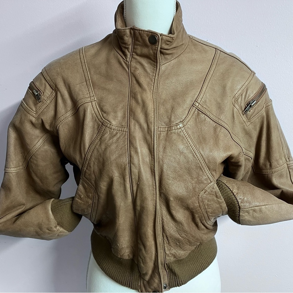 Leather Bomber Coat, Women’s XS, Brown, Adventure Bound, Vintage